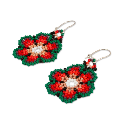 Glass beaded dangle earrings, 'Colors of Mexico' - Mexico-Themed Glass Beaded Dangle Earrings