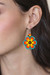 Glass beaded dangle earrings, 'Sky Petals' - Floral Colorful Glass Beaded Dangle Earrings from Mexico