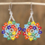Glass beaded dangle earrings, 'Colors of Happiness' - Multicolored Glass Beaded Dangle Earrings from Mexico (image 2) thumbail