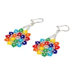 Glass beaded dangle earrings, 'Colors of Happiness' - Multicolored Glass Beaded Dangle Earrings from Mexico