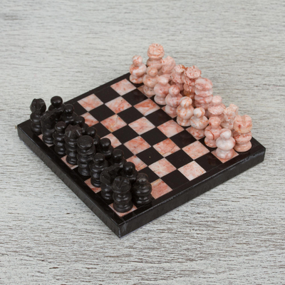 Marble mini chess set, Black and Pink Challenge (5 in.)