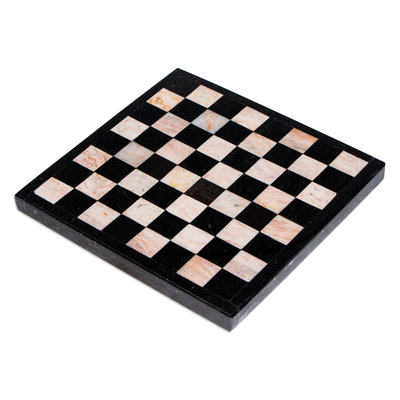 Mini juego de ajedrez de mármol, (5 pulg.) - Juego de Ajedrez de Mármol en Negro y Rosa de México