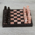 Marble mini chess set, 'Black and Pink Challenge' (5 in.) - Marble Chess Set in Black and Pink from Mexico (image 2c) thumbail