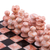 Marble mini chess set, 'Black and Pink Challenge' (5 in.) - Marble Chess Set in Black and Pink from Mexico (image 2f) thumbail