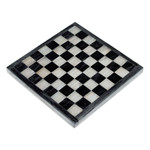 Mini onyx and marble chess set, 'Grey and Ivory Challenge' - Mini Onyx and Marble Chess Set in Grey and Ivory