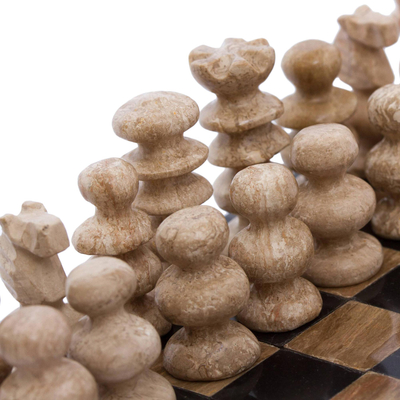 Marmor-Schachspiel, (5 Zoll) - Handgefertigtes Marmor-Schachspiel in Braun aus Mexiko (5 Zoll)