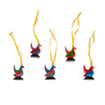 Wood alebrije ornaments, 'Sweet Chickens' (set of 5) - Wood Alebrije Chicken Ornaments (Set of 5) from Mexico