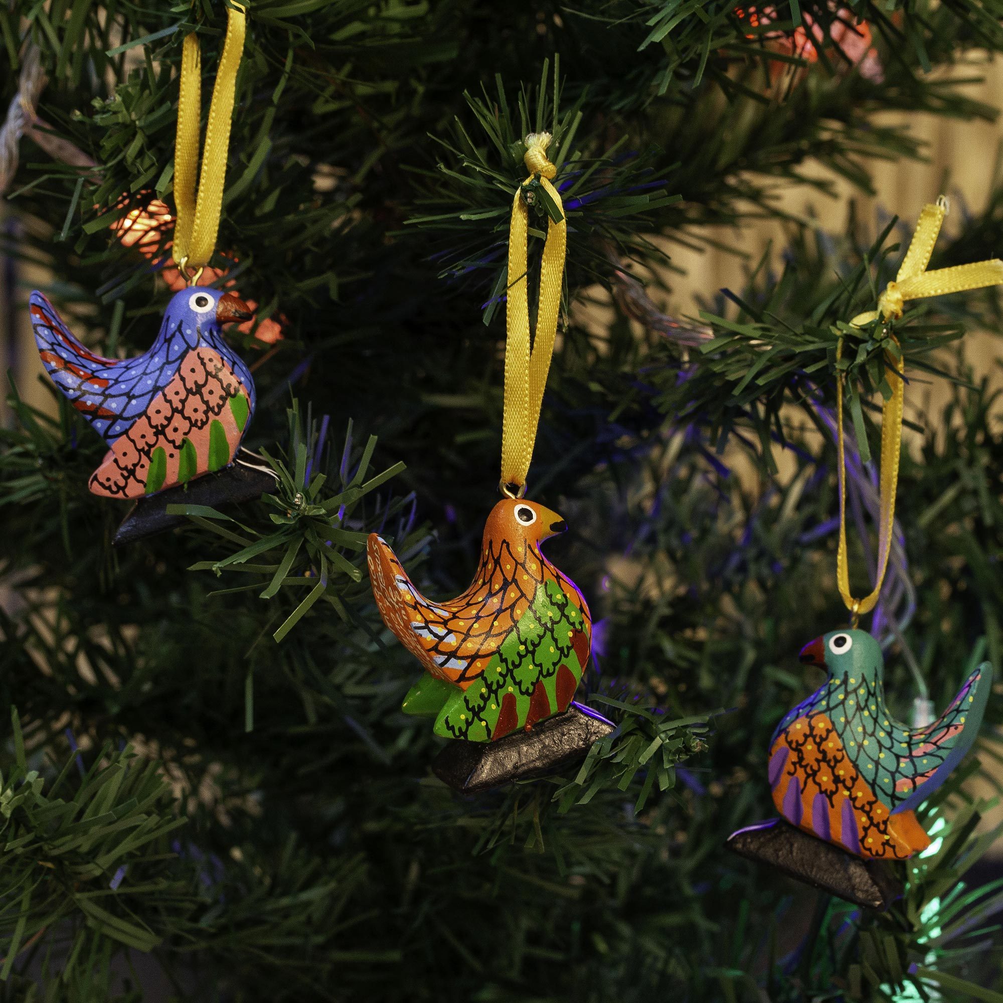 UNICEF Market Wood Alebrije Chicken Ornaments (Set of 5) from Mexico