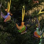 Wood alebrije ornaments, 'Sweet Chickens' (set of 5) - Wood Alebrije Chicken Ornaments (Set of 5) from Mexico