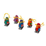 Wood alebrije ornaments, 'Sweet Chickens' (set of 5) - Wood Alebrije Chicken Ornaments (Set of 5) from Mexico