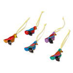 Wood alebrije ornaments, 'Sweet Penguins' (set of 5) - Wood Alebrije Penguin Ornaments (Set of 5) from Mexico