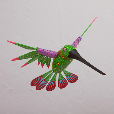 Wood alebrije home accent, 'Vibrant Hummingbird' - Hummingbird Alebrije Home Accent Hand Crafted in Oaxaca