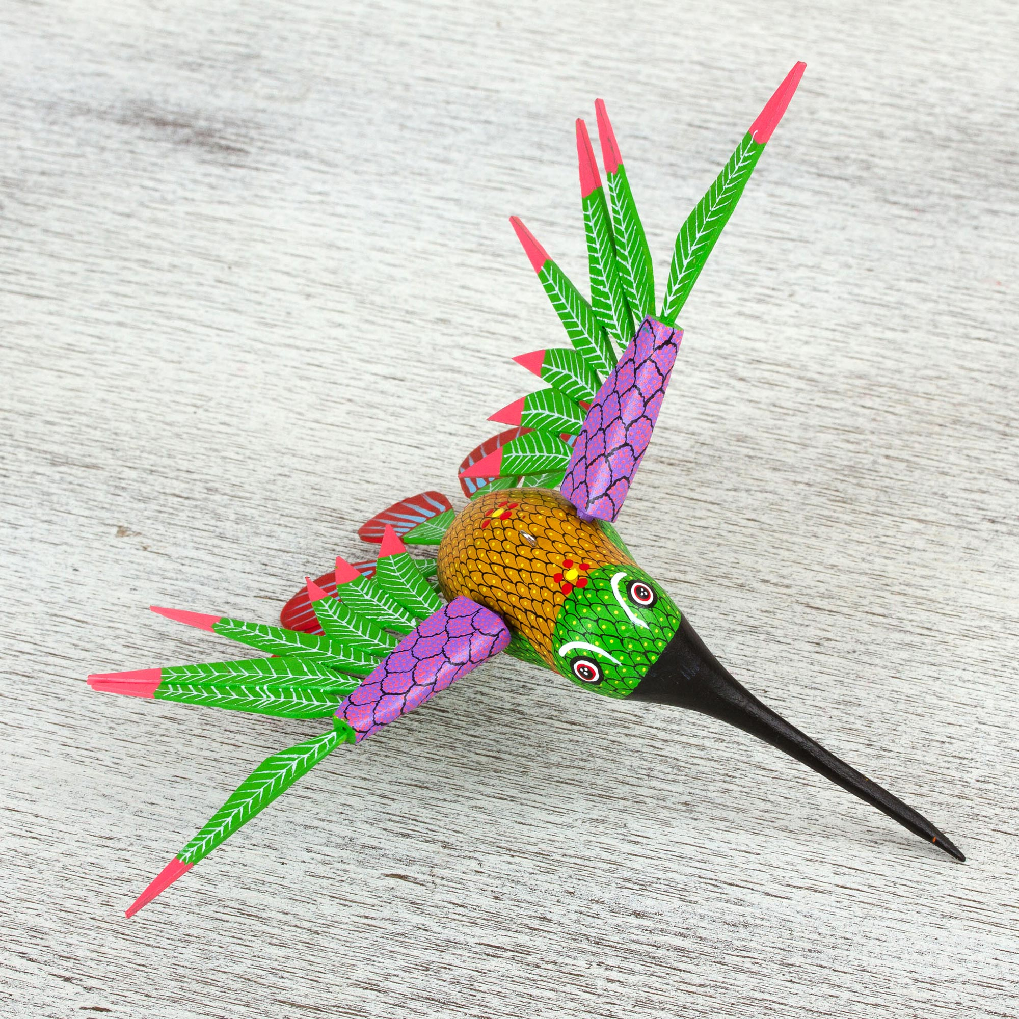 Hummingbird Alebrije Home Accent Hand Crafted in Oaxaca - Vibrant ...