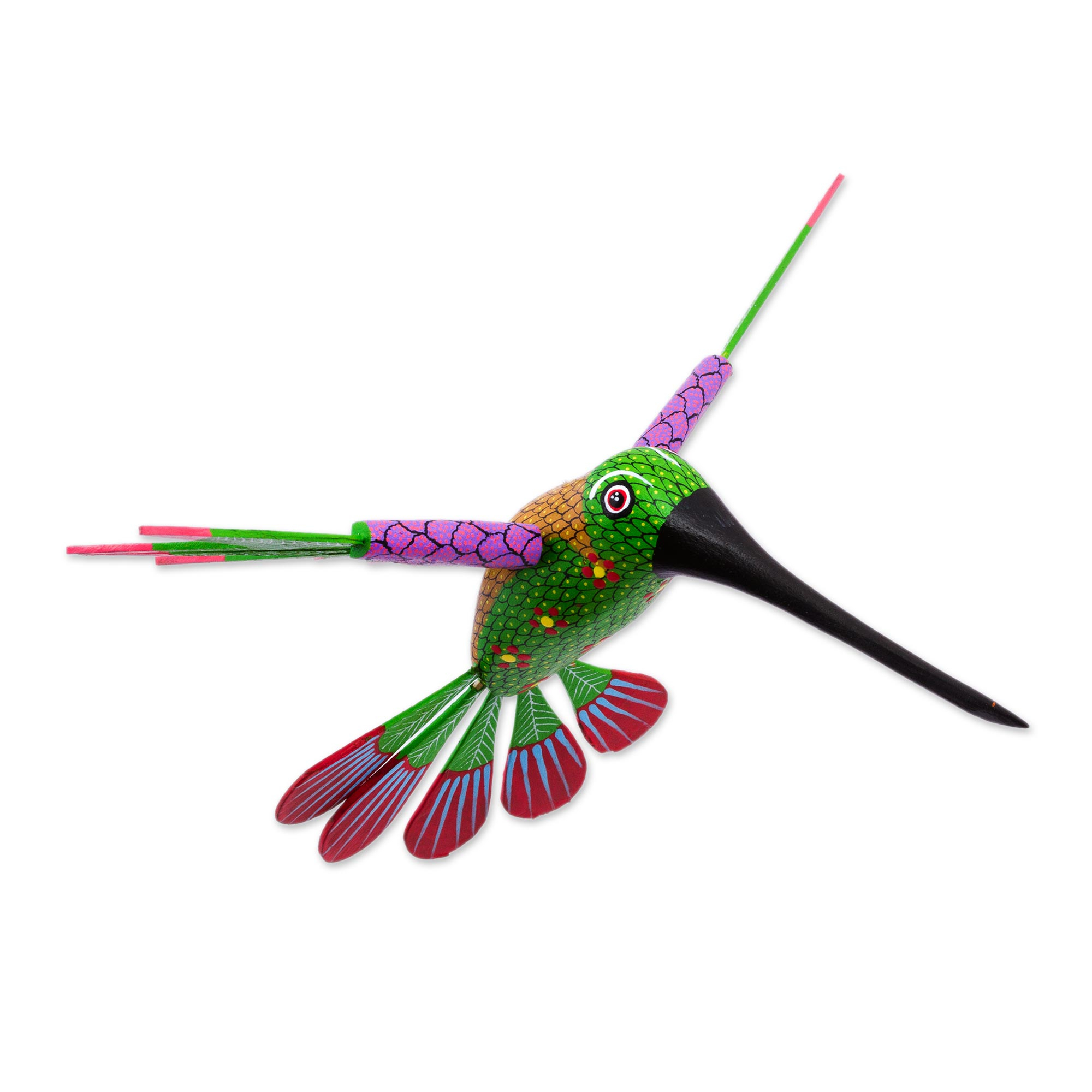 Hummingbird Alebrije Home Accent Hand Crafted In Oaxaca - Vibrant 