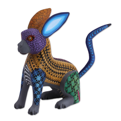 Oaxacan Hand Painted Wood Alebrije Dog and Rabbit Figurine - Chimerical ...