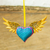 Wood wall decor, 'Winged Heart' - Mexican Handcarved Heart with Wings Hanging Wood Wall Decor (image 2) thumbail