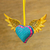 Wood wall decor, 'Winged Heart' - Mexican Handcarved Heart with Wings Hanging Wood Wall Decor (image 2b) thumbail
