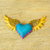 Wood wall decor, 'Winged Heart' - Mexican Handcarved Heart with Wings Hanging Wood Wall Decor (image 2c) thumbail