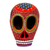 Wood figurine, 'Death and Folklore' - Mexican Hand Painted Terracotta Hue Wooden Skull Figurine