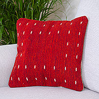 Wool cushion cover, 'Dotted Passion in Red'