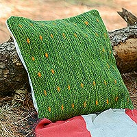 Wool cushion cover, 'Dotted Passion in Green'