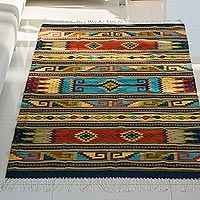 Wool area rug, Stripes and Tradition (5x8)
