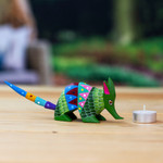 Wood alebrije figurine, 'Scales and Dreams' - Mexican Handmade Copal Wood Armadillo Alebrije Figurine