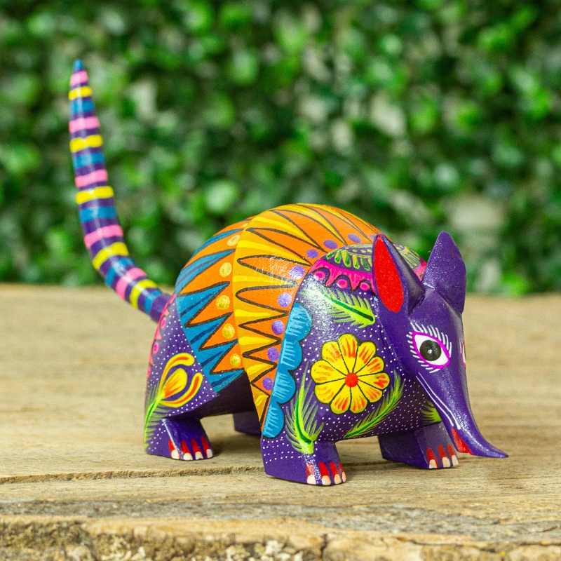 Hand Crafted Copal Wood Multi-Colored Armadillo Alebrije