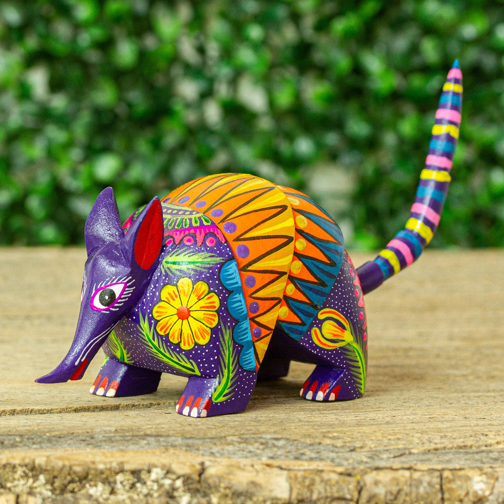 Hand Crafted Copal Wood Multi-Colored Armadillo Alebrije - Armadillo ...