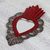 Tin wall mirror, 'Image of My Heart' - Mexican Artisan Crafted Tin Wall Mirror Accented with Red (image 2b) thumbail