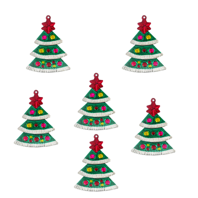 Artisan Crafted Tin Tree Ornaments from Mexico (set of 6)