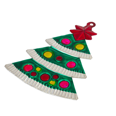 Tin ornaments, 'Holiday Trees' (set of 6) - Artisan Crafted Tin Tree Ornaments from Mexico (set of 6)
