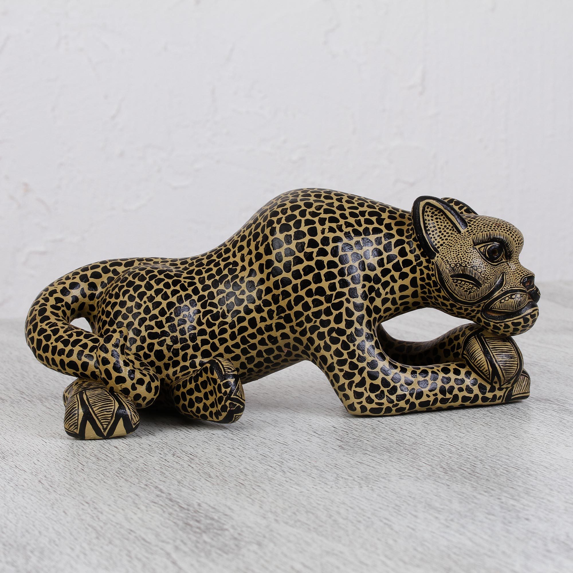 Handcrafted Ceramic Maya Jaguar Figurine from Chiapas Amatenango