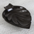 Marble catchall, 'Handy Leaf in Black' - Handcrafted Leaf-Shaped Marble Catchall in Black from Mexico thumbail