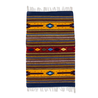Zapotec wool rug, 'Autumn Marigolds' (2x3.5) - Zapotec Handwoven Orange Wool Accent Rug (2 x 3.5)