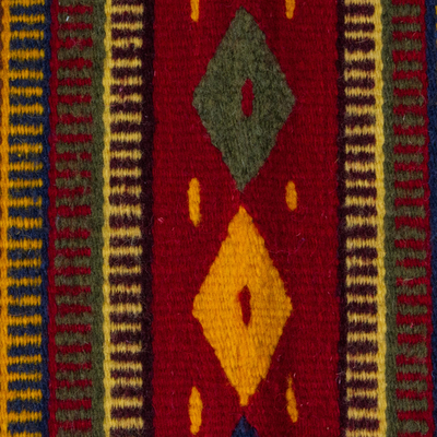 Teppich aus zapotekischer Wolle, 'Herbstringelblumen' (2x3,5) - Zapotec Handgewebter Orangenwoll-Akzentteppich (2 x 3,5)