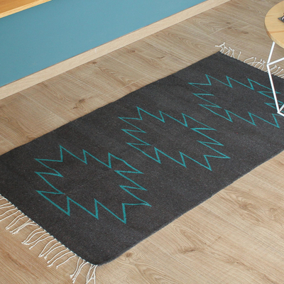 Teppich aus zapotekischer Wolle, 'Sternsilhouette'. - Handgewebter Akzentteppich aus Zapotec-Wolle
