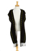 Cotton scarf, 'Mexican Evening' - Woven Black Cotton Wrap Scarf with Green Border (image 2b) thumbail