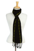 Cotton scarf, 'Mexican Evening' - Woven Black Cotton Wrap Scarf with Green Border (image 2c) thumbail