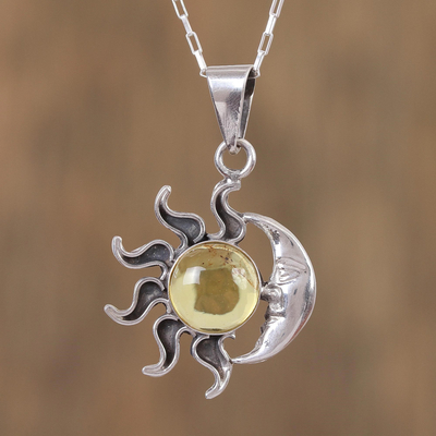 Amber pendant necklace, Honey Eclipse