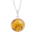Amber pendant necklace, 'Honey Planet' - Circular Amber and Silver Pendant Necklace from Mexico thumbail