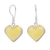 Amber dangle earrings, 'Heartfelt Gleam' - Heart Shaped Natural Amber Dangle Earrings from Mexico thumbail