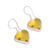 Amber dangle earrings, 'Heartfelt Gleam' - Heart Shaped Natural Amber Dangle Earrings from Mexico (image 2c) thumbail