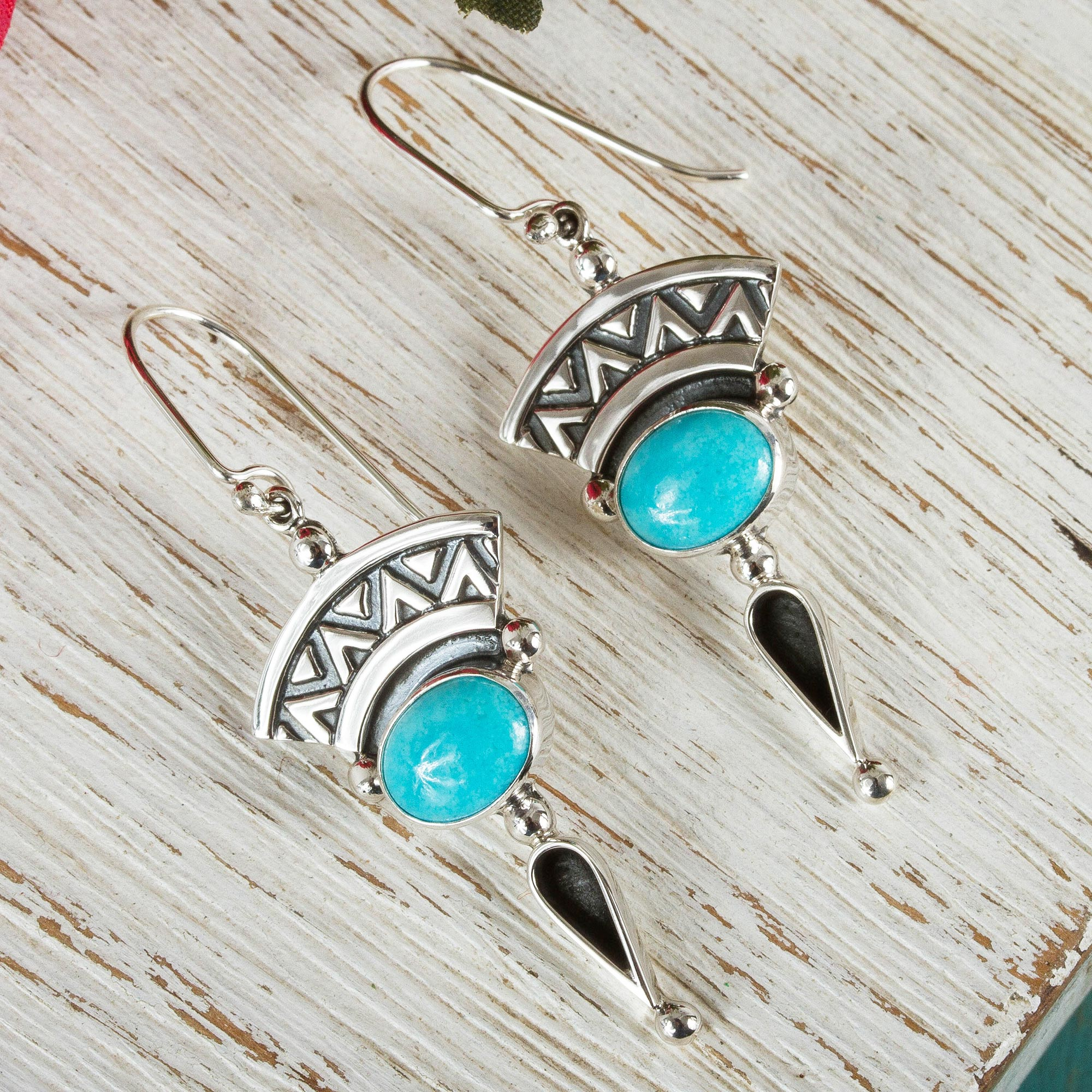 Natural Turquoise and Silver Dangle Earrings from Mexico - History and ...