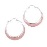 Copper plated sterling silver hoop earrings, 'Copper Light' - Copper Plated Sterling Silver Hoop Earrings from Mexico