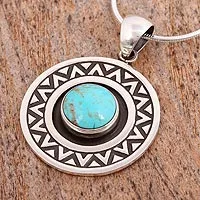 Turquoise pendant necklace, Zigzag Corona