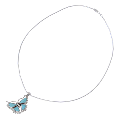 Halskette mit Anhänger aus Sterlingsilber - Halskette mit Schmetterlingsanhänger aus Sterlingsilber
