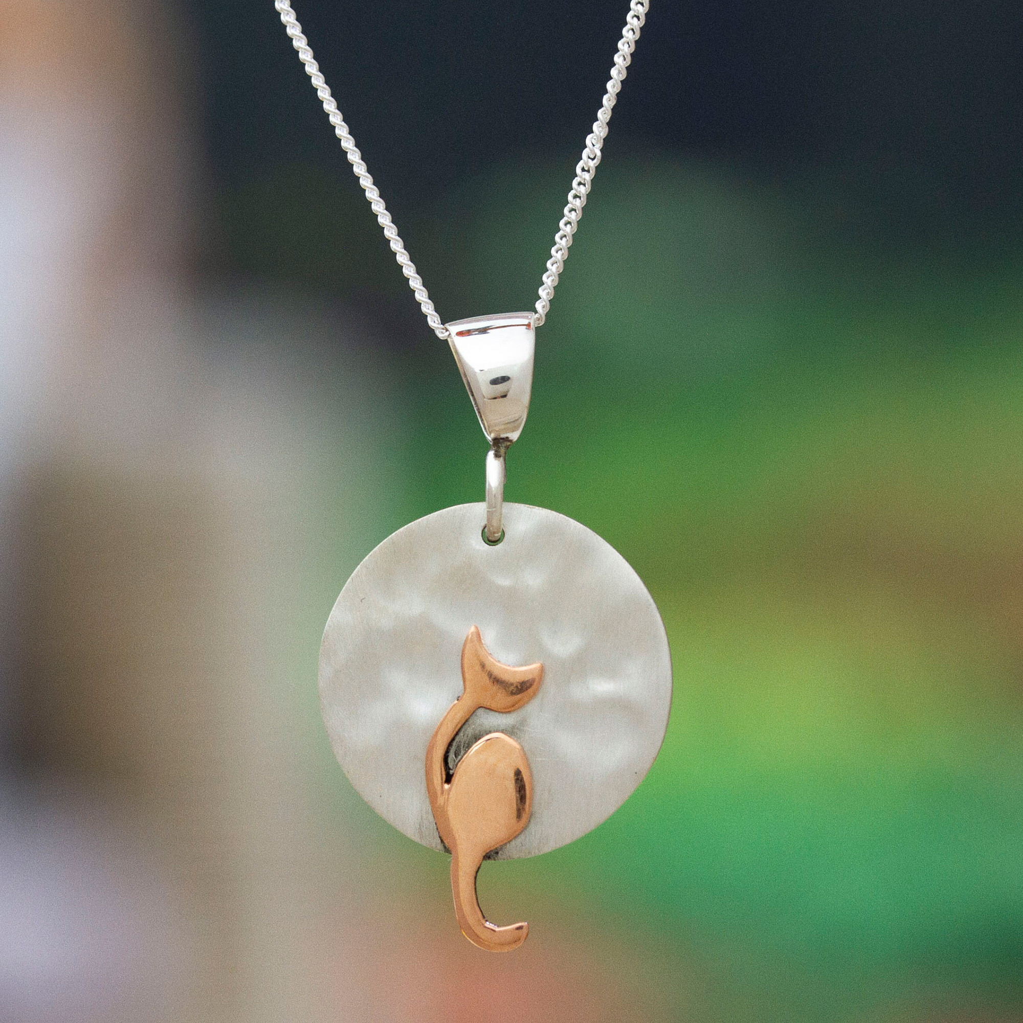 cat pendant silver