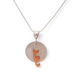 Sterling silver and copper pendant necklace, 'Lunar Cat' - Sterling Silver and Copper Cat Pendant Necklace from Mexico