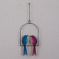Steel wall sculpture, 'Romantic Birds' - Steel Wall Sculpture of Two Birds from Mexico